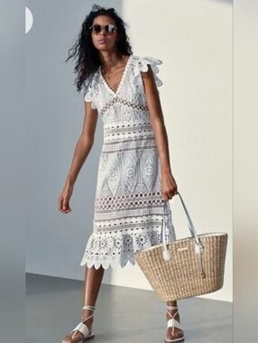 NWOT Michael Kors Floral Lace Guipure A-Line Dress Size M